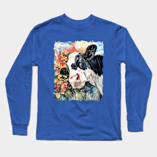 Floral Cow Capers - Whimsical Cow Art Long Sleeve T-Shirt